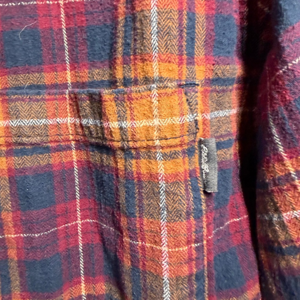 Eddie Bauer Flannel Shirt Large‎ Multicolor Plaid Button Front Cotton - Picture 3 of 6